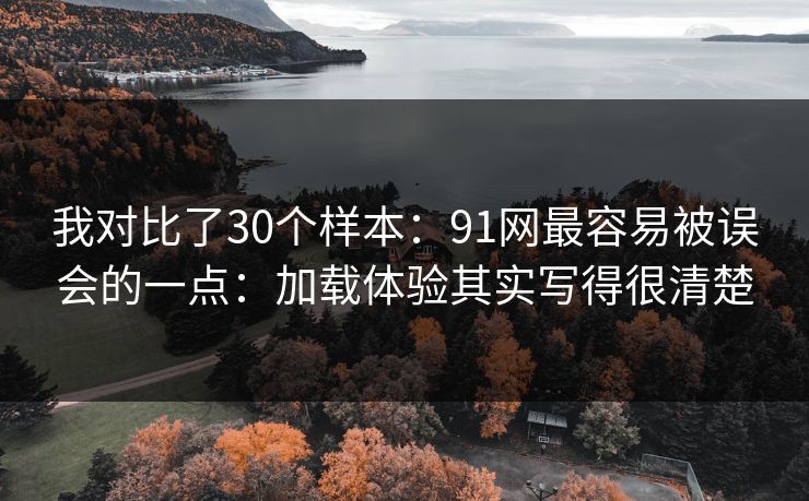 我对比了30个样本：91网最容易被误会的一点：加载体验其实写得很清楚