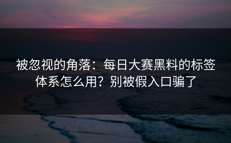 被忽视的角落：每日大赛黑料的标签体系怎么用？别被假入口骗了