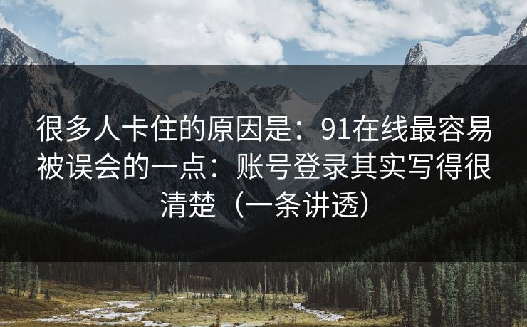 很多人卡住的原因是：91在线最容易被误会的一点：账号登录其实写得很清楚（一条讲透）